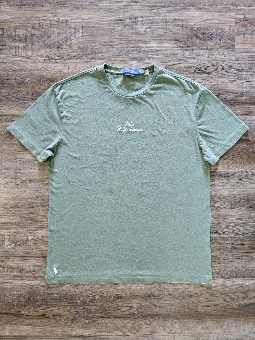 Polo Ralph Lauren Chain Stitch Script Logo Sage Green Classic Fit T-Shirt